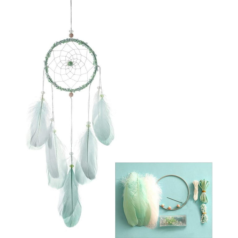 DIY Dream Catcher Beginner Kit, Making Dream Catcher Supplies Include Metal  Hoop, Feathers, Faux Suede Cord, Thread, Wood Beads (Sky Blue)