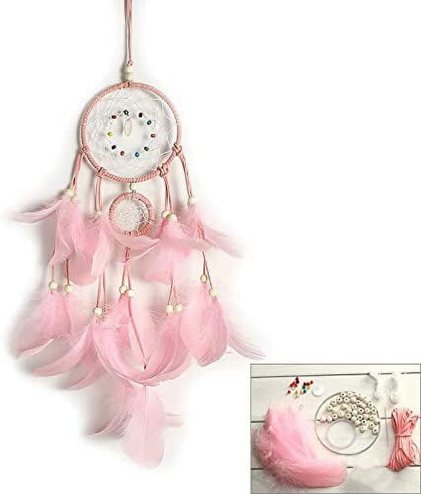 Wholesale DIY Macrame Dreamcatcher kit with pink and yellow yarn From  m.