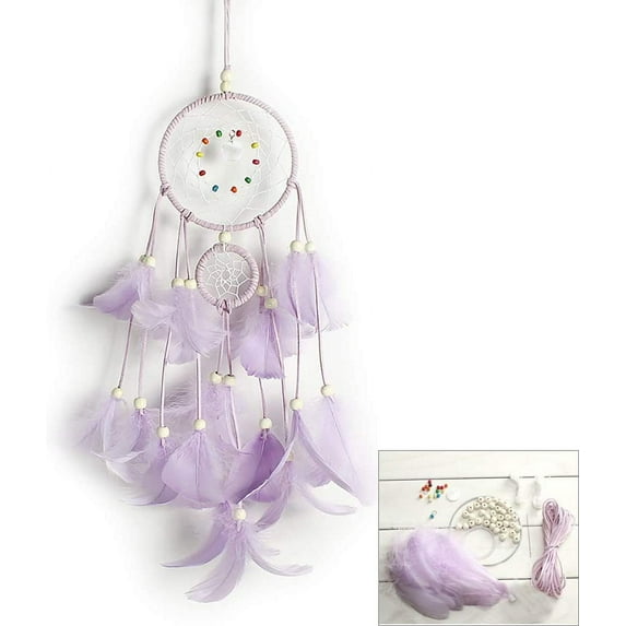 DIY Dream Catcher Making Kit, Macrame Dream Catcher Craft Supplies for Kids Bedroom Wall Decor Nursery Baby Room Hanging Wedding Ornaments Party Handmade Gift (Purple)