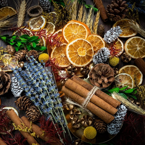 DIY Dried Flowers Kit with Lavender, Pinecone, Scented Orange Slices, Lemon Slices, Cinnamon Sticks for Home Decor, Aroma Diffuser,Christmas Decoration, DIY Crafts Holiday Decor