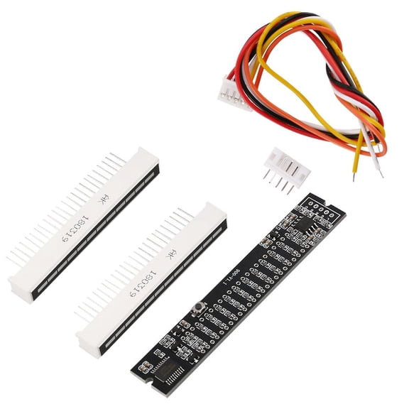 DIY Dual 12 Level Indicator VU Meter Board Kit with 5-Pin Cable, Green and White LEDs