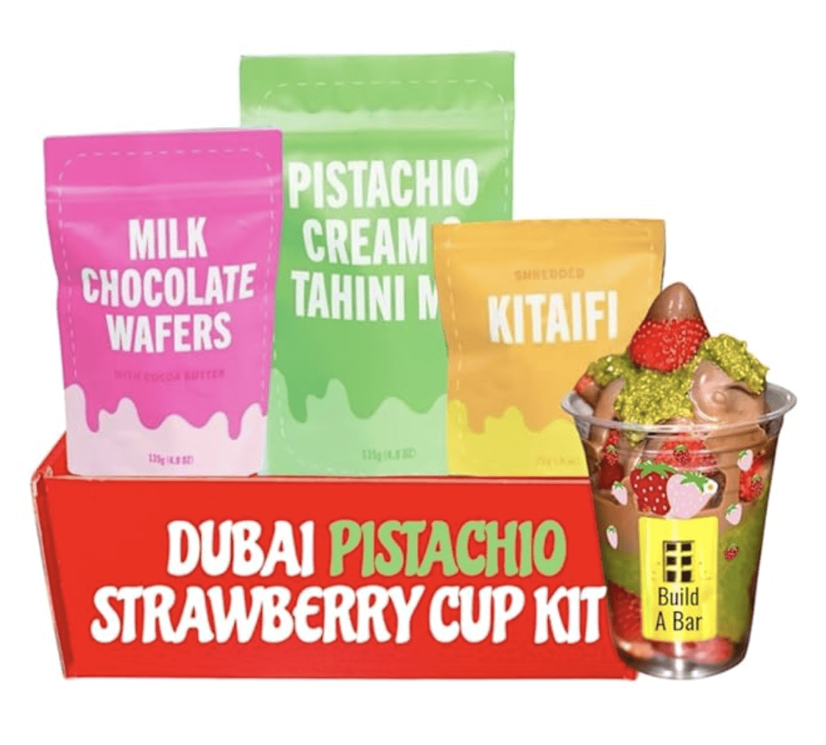 DIY Dubai Pistachio Chocolate Strawberry Making Kit Pistachio Butter, Knafeh/Phyllo Dough, Chocolate Valentines Day Gift