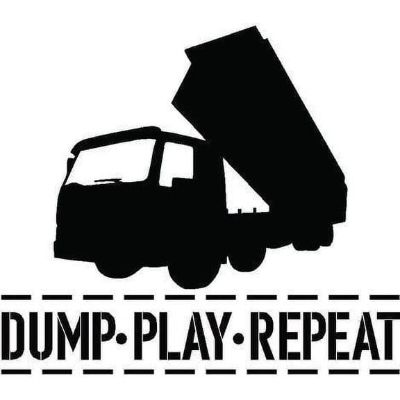 DIY Dump Play Repeat Vinyl Adhesive Wall Art Decal Quotes | Stick And Peel Removable Tip Truck Dumpster Garbage Pickup Home Decor Kids Bedroom Living Decoration Sticker 20 Inches x 20 Inches