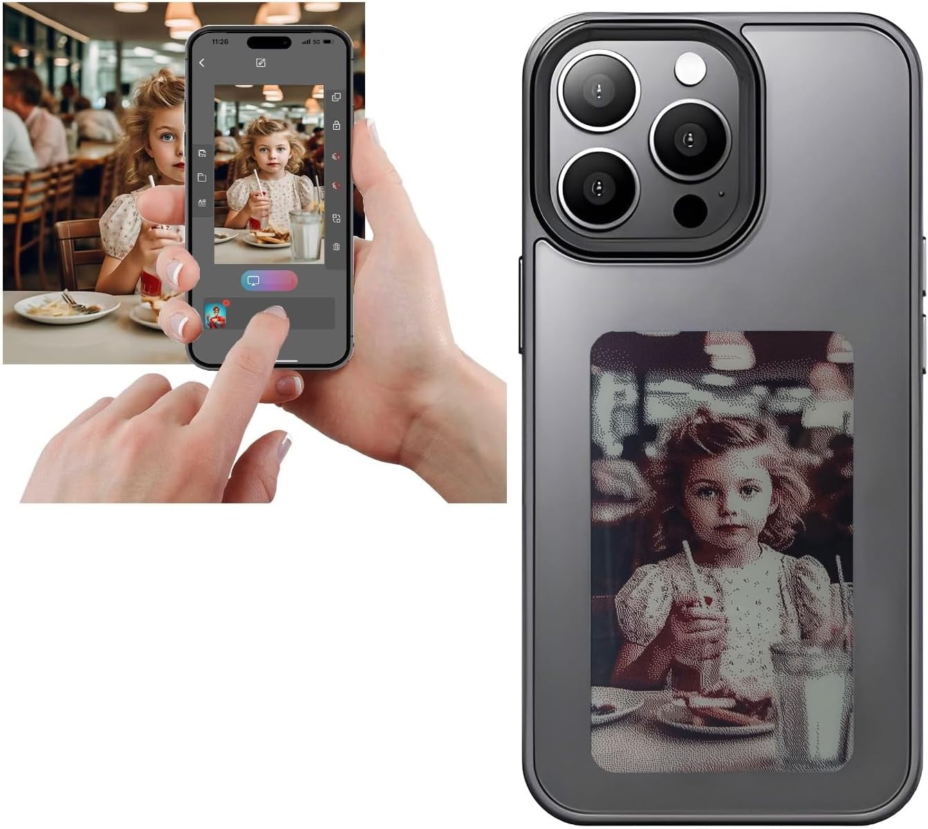 DIY EInk Phone Case for iphone14 PRO 𝐀𝐏𝐏 𝐎𝐩𝐞𝐫𝐚𝐭𝐢𝐨𝐧 Smart Photo Rear Projection Customiza Phone