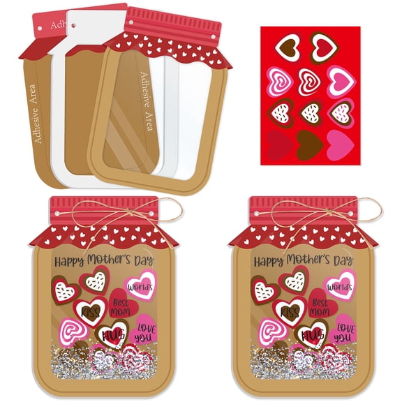 DIY EVA Candy Jar Craft Kit Make Your Own Thankful Candy Mason Jar with Glitter Papers For Class Activities Thanksgiving Christmas Gifts,12pcs