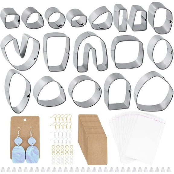 DIY Earring Making Finding Kit Including 430 Stainless Steel Polymer Clay Cutters Plastic Ear Nuts Metal Earring Hooks & Jump Rings OPP Bags Earring Display