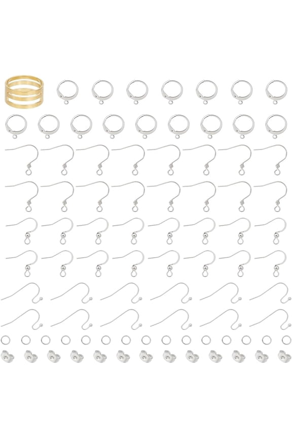 DIY Earring Making Kit Stainless Steel Earring Hook Set Metal Leverback Earring with Jump Rings Brass Ring DIY Earring Accessories for DIY Earrings Jewelry Making