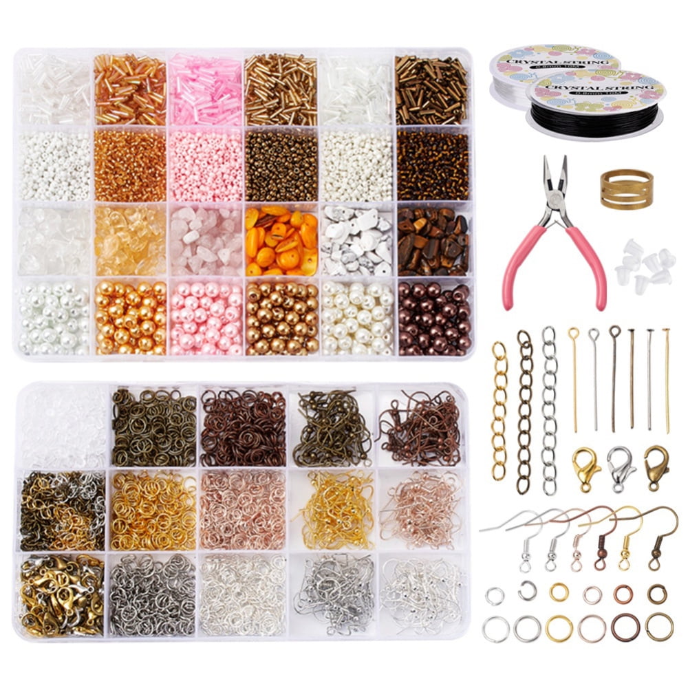 DIY Earring Making Kits Including Gemstone Chip Beads Glass Seed Beads Shell Beads Iron Earring Hook & Jump Ring & Pin & End Chain Alloy Clasps