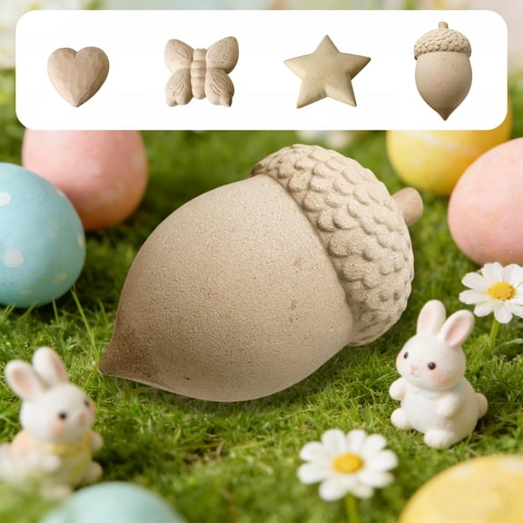 DIY Easter Decor Paintable Wooden Animal Figurine, Cute Unfinished Craft Material for Home Desktop Decor, Creative Art Supply for Handmade Project, Fun and Easy Easter Gifts DIY Craft, Beige-C