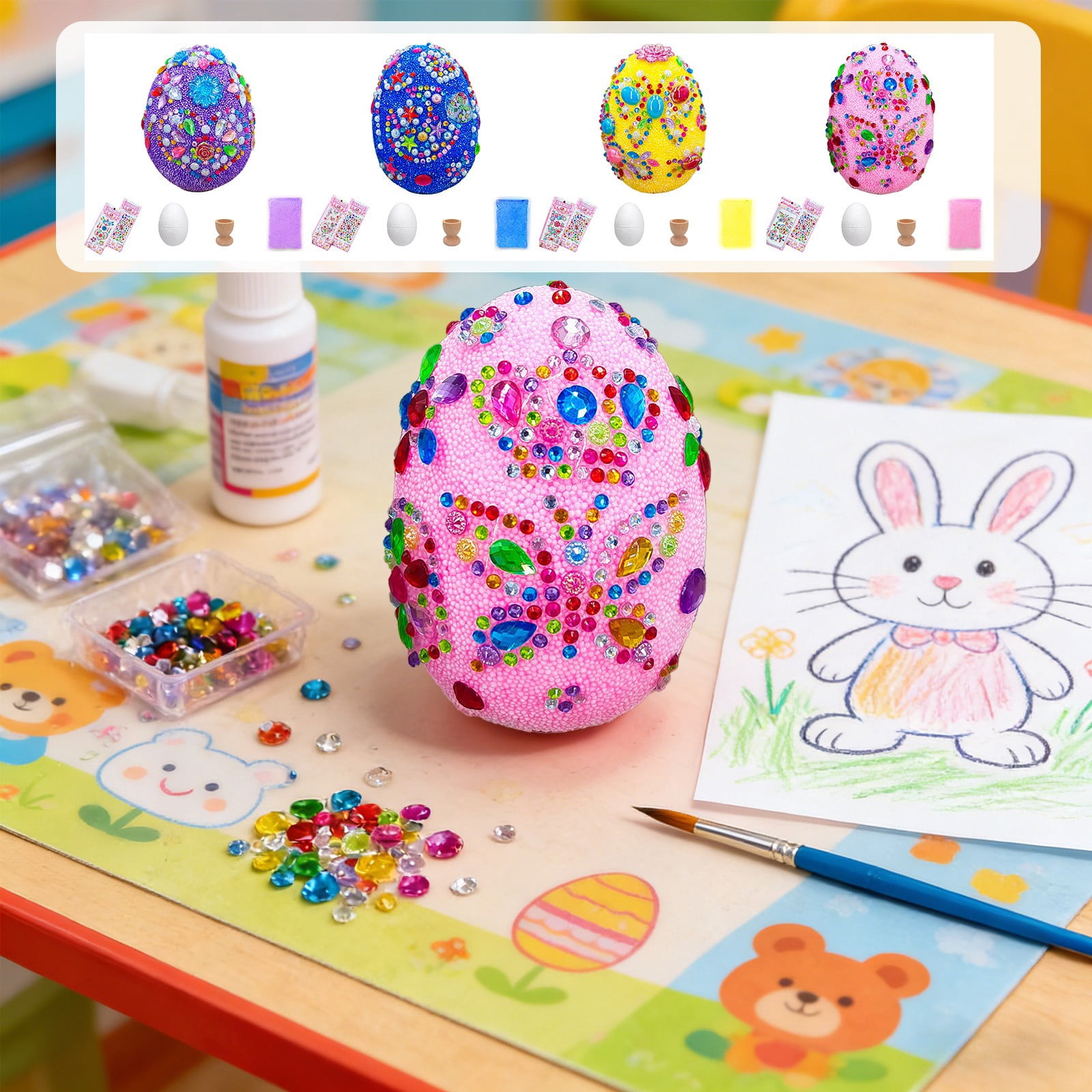 DIY Easter Eggs Decorating Kit, Easter Decor Foam Eggs with Glitter and ...