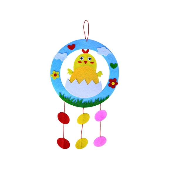 DIY Easter Wreath Kit  Felt Craft Set with Bunny & Chick Designs, No-Glue Handmade Garland Activity for Boys & Girls, Spring Party Classroom Decor