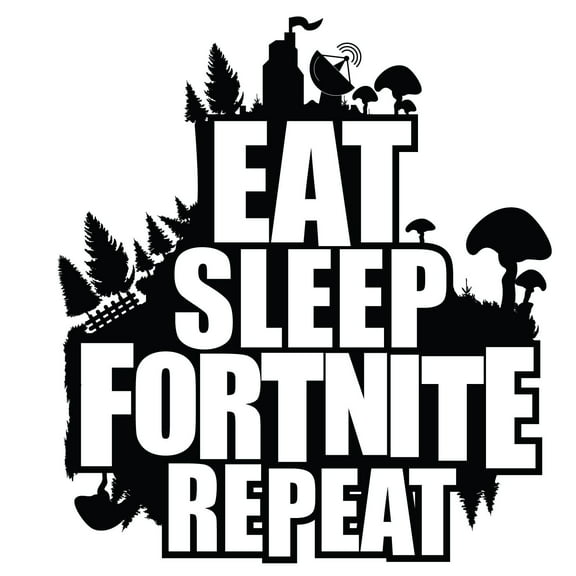 DIY Eat Sleep Fortnite Repeat Quotes Wall Art Decal - 20"x 20" Stick And Peel Vinyl Adhesive Battle Royal Computer Video Game Home Decor Kids Bedroom Removable Sticker Decoration