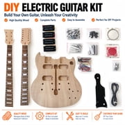 DIY Electric Guitar Kit 12 String Double Neck Mahogany Body Rosewood Fingerboard MAVERICK