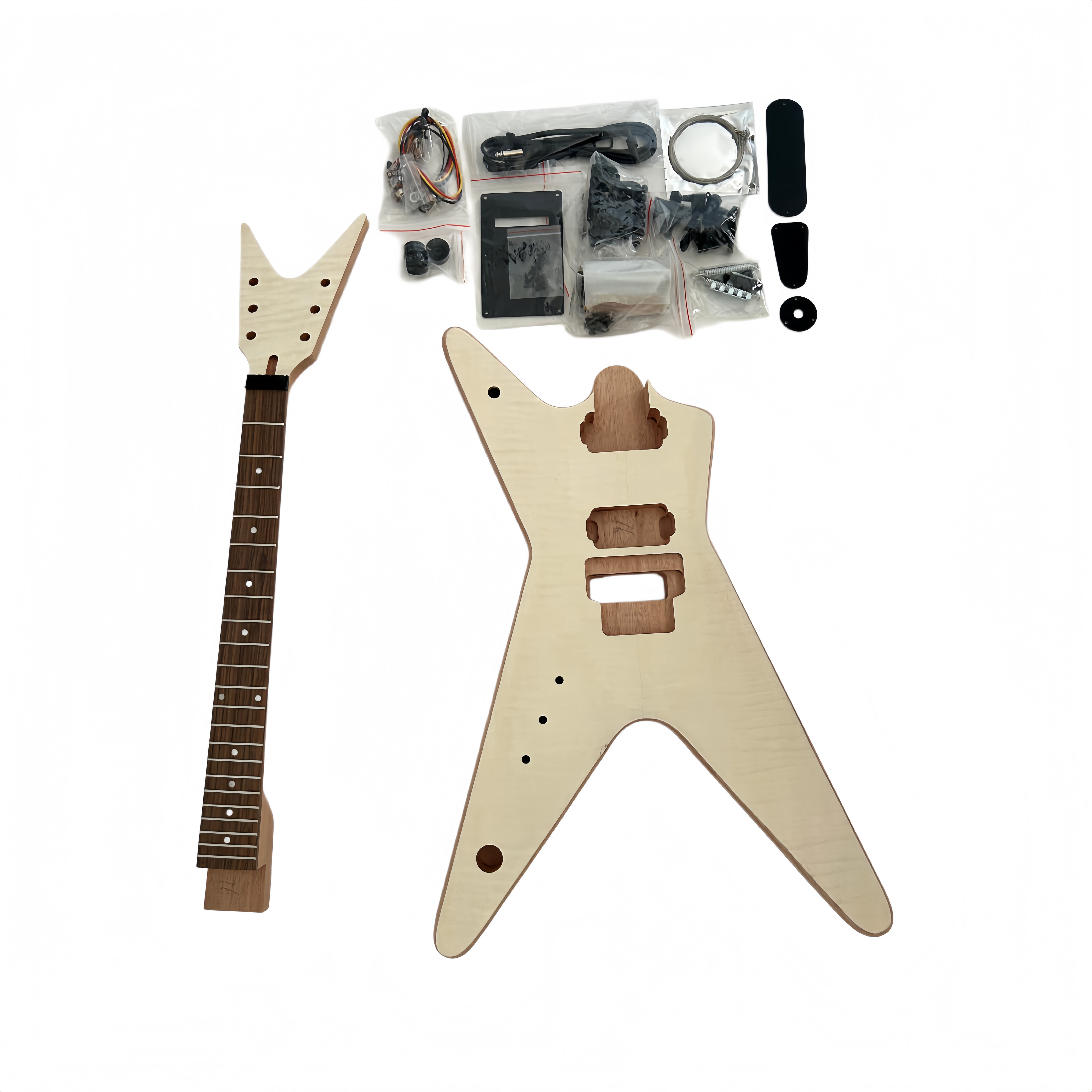 DIY Electric Guitar Kit Dime bag ML Style Mahogany Body Rosewood Fretboard Left Hand Maple Veneer