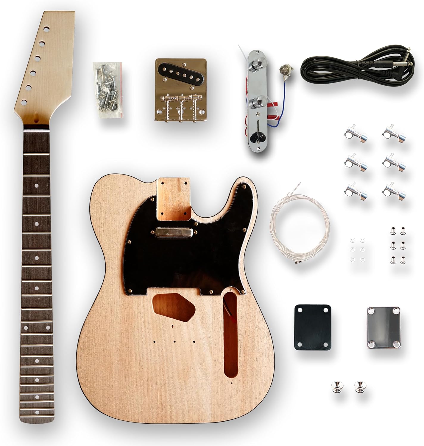 Kit Fai Da Te Chitarra Elettrica TL-Style | Corpo In Paulownia | Pickup Single Coil | Da Montare E Personalizzare