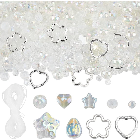 DIY Electroplate Glass Beads Braacelet Making Kits Clear 8x7mm Hole: 2mm