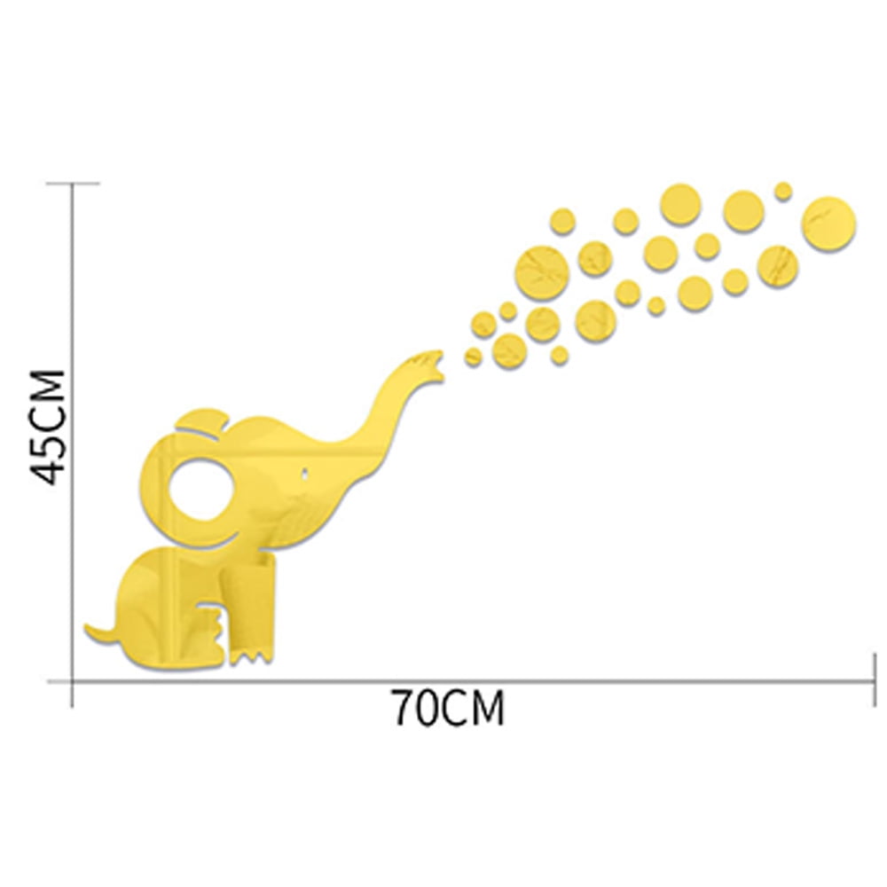 DIY Elephant Mirror Wall Stickers Removable Wall Art Decorations for