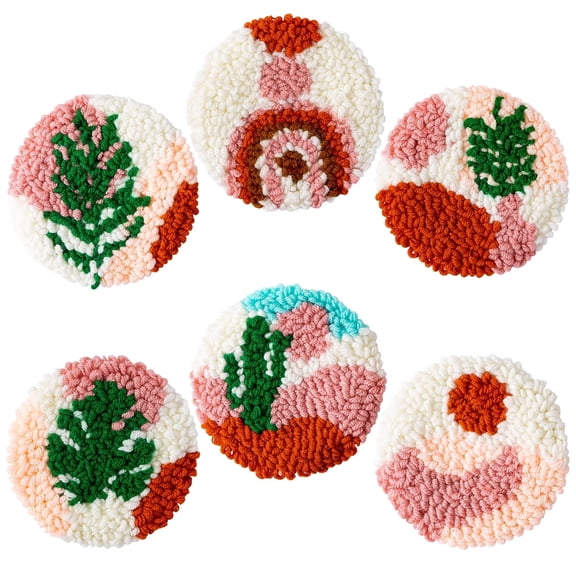 DIY Embroider Coasters Craft Kit for Beginners Poking Your Own Boho Tufted Rug Pads Coasters