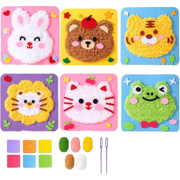DIY Embroidery Doll Set,Cartoon Animal Sewing Craft Kit,Embroidery Doll Set,DIY Embroidery Doll Set for Kids,DIY Embroidery Doll Set,Creative Wool Craft Kit for Kids,Cartoon Animal Knitting Kit