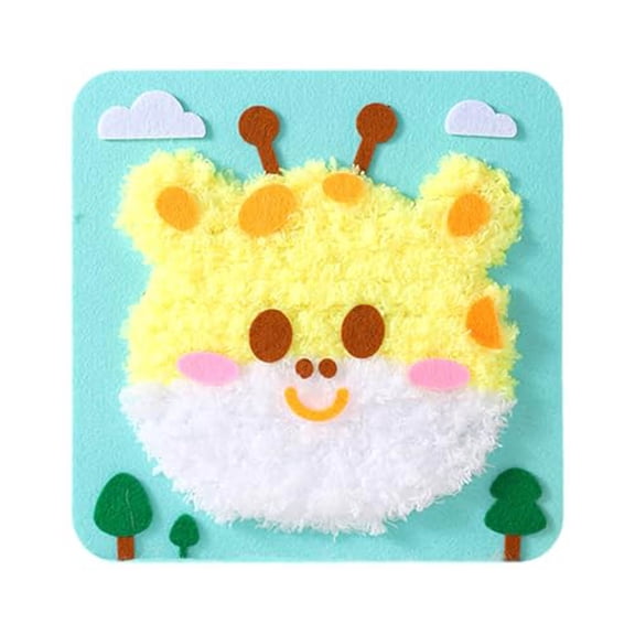 DIY Embroidery Doll Set for Kids Sewing Arts And Crafts Kit Easy To Do Cartoon Animal Projects Yarn Board Animals Hands On Activities 1pc, 21cm, Mint Green