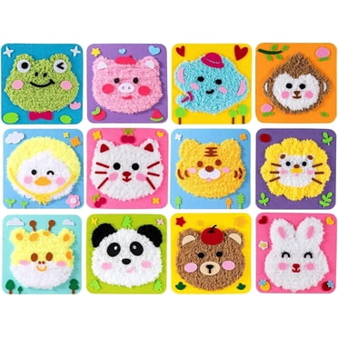 DIY Embroidery Doll Kit For Kids - 12 Animal Felt Sewing Crafts With Safe Needles & Stickers