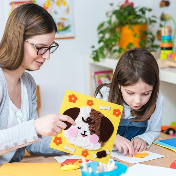 DIY Embroidery Doll Set for Kids Crafts Sewing Kit with Colorful Yarn and Needles Creative Art Project Gift for Children Boys Girls Birthday Party