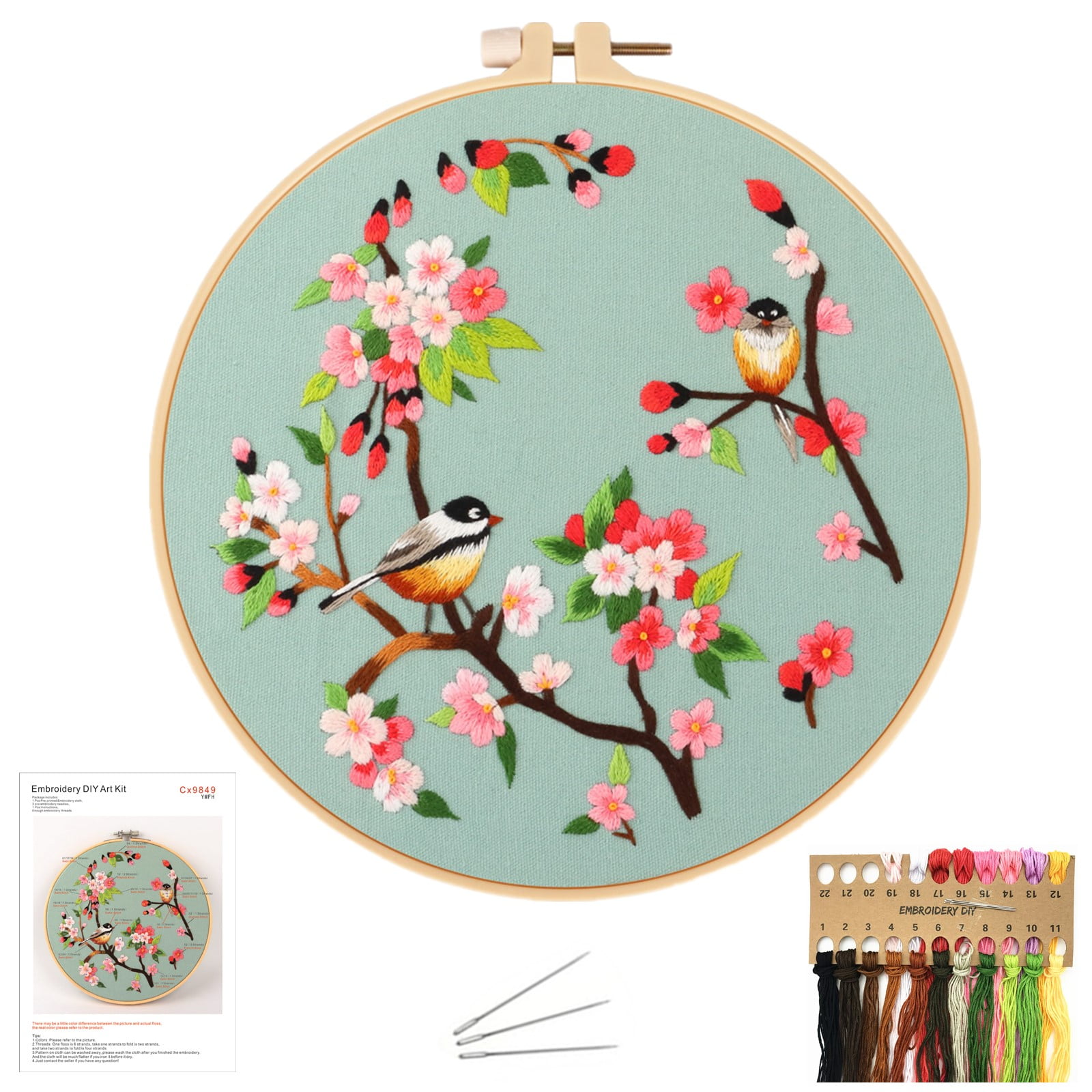 Easy Cross Stitch Kit showing a Christmas Gift, with 3 (7.7cm) Hoop.