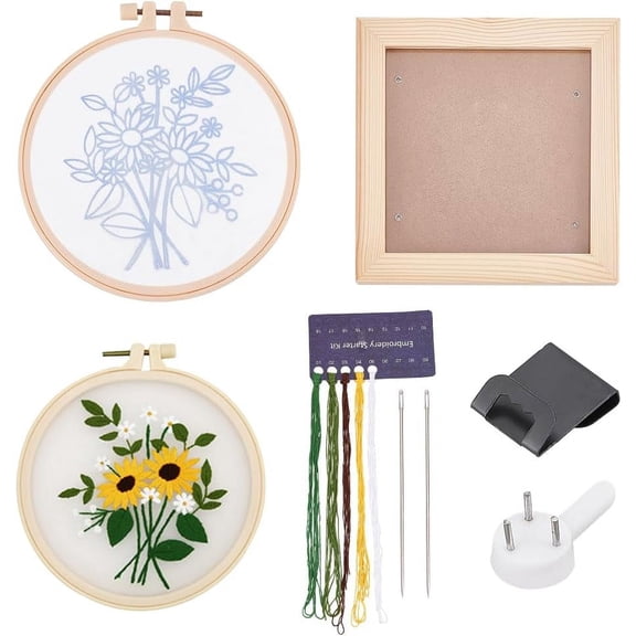 DIY Embroidery Kits DIY Transparent Floral Plant Pattern Stitch Kit Chinese Needlepoint Embrodery Making Set with Instruction Handicraft Embroidery Decoration Hanging Picture