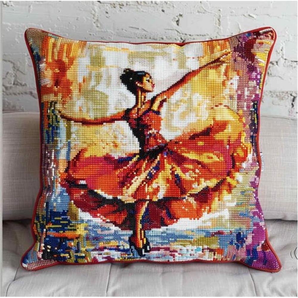 DIY Embroidery Pillow Case DIY Cross Stitch Kits Stamped Canvas Dancer 11Ct Needlework Sets Decoration Embroidery Pillow Case
