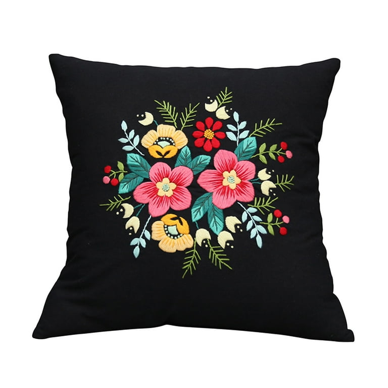 DIY Embroidery Pillow Covers Kit Fabric Colorful Threads for