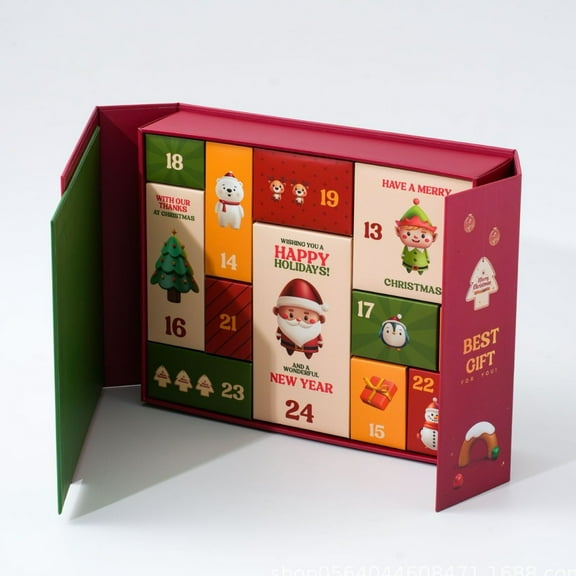 DIY Empty Advent Calendars to Fill 24 Days Countdown Christmas Boxes,24 Days Christmas Advent Calendar Box Empty Reusable Refillable Countdown Box for Home Party Favors Xmas Decoration