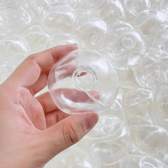 DIY Empty Squishy Ball Skin, 2.36 Inch Transparent Clear Hollow Squeeze Ball Shells With Stoppers, 12 Pack DIY Handmade Fidget Toy Materials For Stress Relief Craft