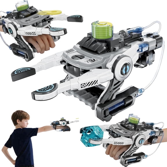 YCFUN Hydraulic Robotic Arm STEM Toy for Kids, DIY Building Kit with Grab & Flying Saucer Launch Mode, No Batteries Needed, Gift for Age 8-14 (White)