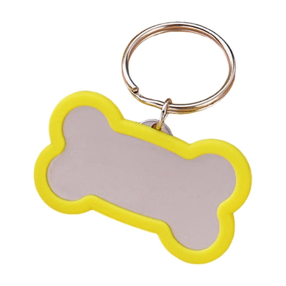 DIY Engraved Bone Shape Pet ID Tag Stainless Steel Glitter Double-Sided Personalized Dog Cat Name Tag For Collar