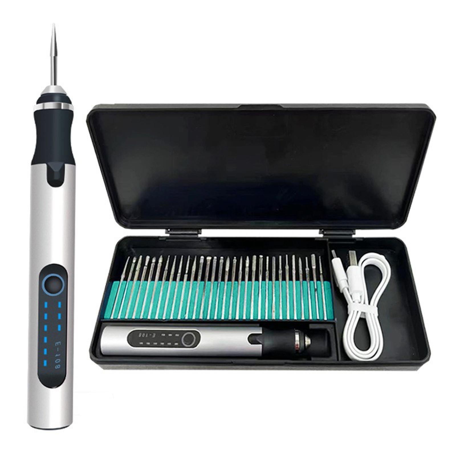 DIY Engraving Pen Tool with 30 Bits for Wood Metal Glass, Portable Craft Kit, 10000-15000rpm Speed, Easy Hobby Project for Beginners Home Use