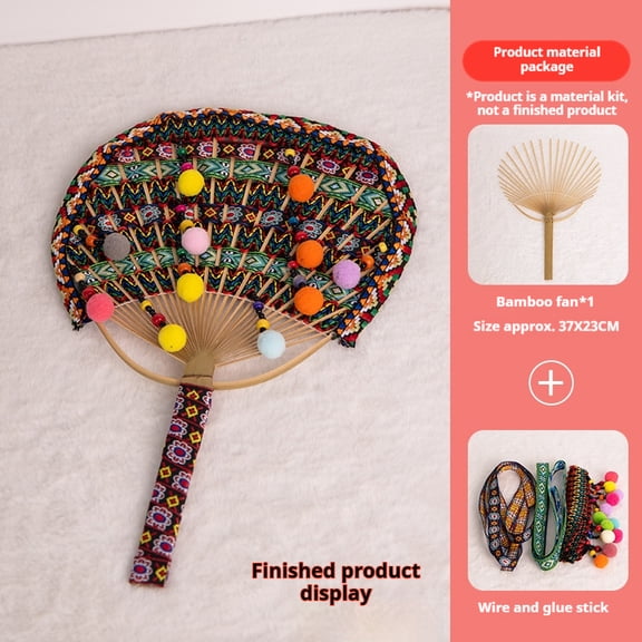DIY Ethnic Bamboo Fan Craft Kit, Handmade Weaving Set for Adults & Kids