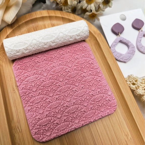 DIY European Flower and Grass Soft Clay Texture Roller for Polymer Clay, Air-Dry Clay, and Modeling Paste Intricate Floral & Grass Pattern Tool for Crafting Beginners and Professionals