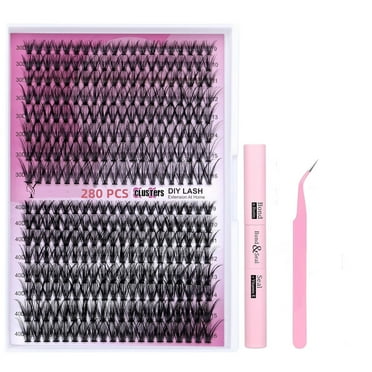 DIY Eye Lash Clusters Extensions Kit, 280pcs Individual Lashes Cluster,9-16mm Mix 30D 40D with Lash Bond and Seal and Lash Applicator Tool