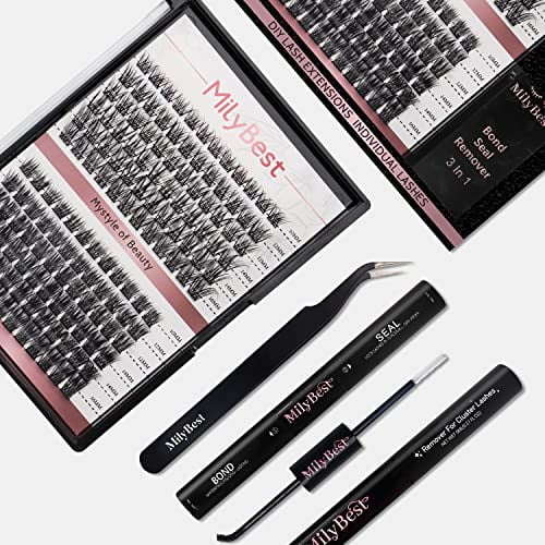 DIY Eyelash Extension Kit with 144 Pcs Lash Clusters Bond and Seal