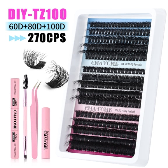 DIY Eyelash Extension Kit Dense 30D+40D+50D Curl Hot Melt False Eyelashes Professional Beauty Set