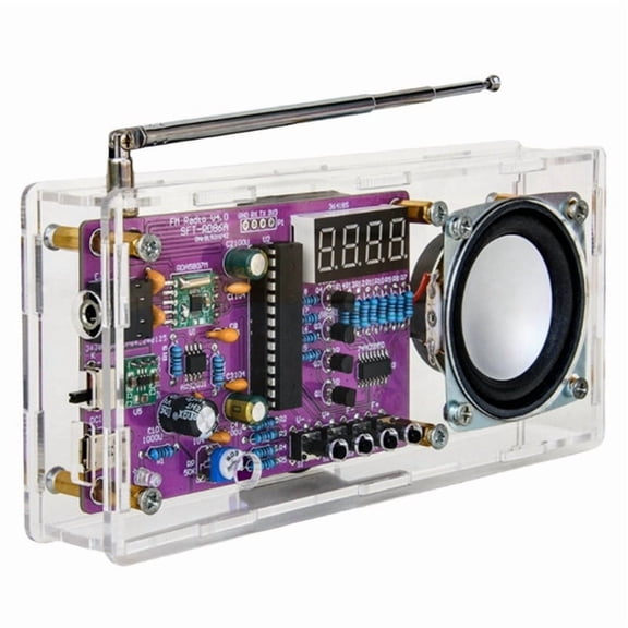 DIY FM Radio Electronic Radio Adjustable Frequency 87.5-108MHz with Sspeaker Digital Display DIY Soldering Project,1 x FM Radio(Finished Product)