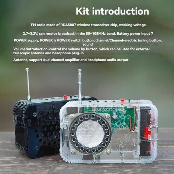 DIY FM Radio Kit 50-108MHz Adjustable IC RDA5807 Soldering Practice Kit Anti-Interference Dual Channel Amplifier