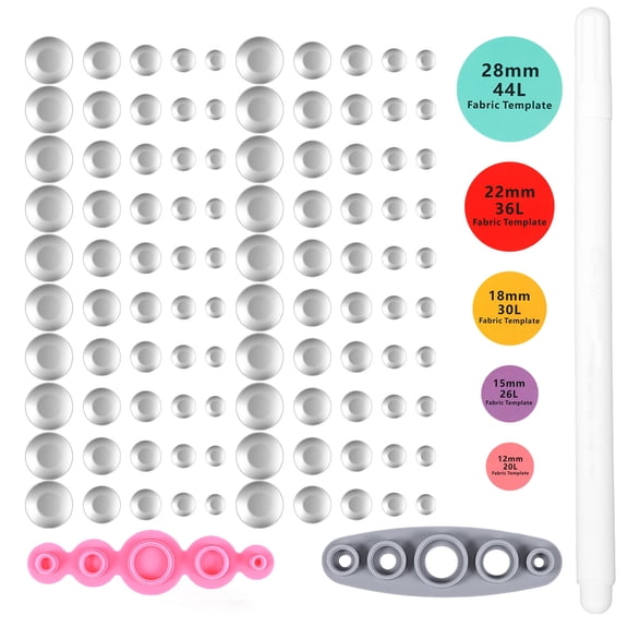 DIY Fabric Button Making Kit 5 Sizes Buttons 20 Sets Per Size with Installation Mold Water Erasable Marking Pen Lightweight Snap Button Cover Maker for Clothing Hat Backpack Handcraft