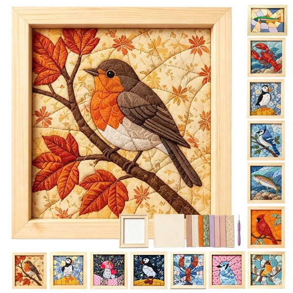 DIY Fabric Embroidery Set, Premium No-Sew Fabric Art Kit | Layered Fabric Tucking Craft with Nature-Inspired Designs DIY Handmade Textile Decor, Beginner-Friendly Home Decor Gift