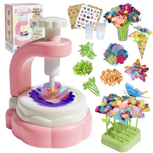 DIY Fabric Flower Bouquets Toys - Arts and Crafts for Kids 4 5 6 7 8,Arts & Crafts Flower Making Kit for Kids Girls,Educational Activity Toys for Girls Boys,4 5 6 7 8 Year Old Girl Birthday Gifts