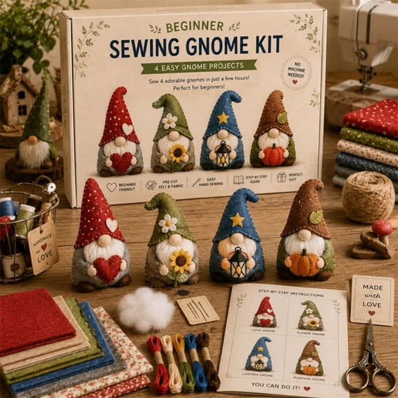 DIY Fabric Kit Handmade Art,Sewing Craft Set for and Adults,Beginner-Friendly Fabric Pieces with Safety Scissors,Threads,Needles and Accessories,Skill-Building Toy