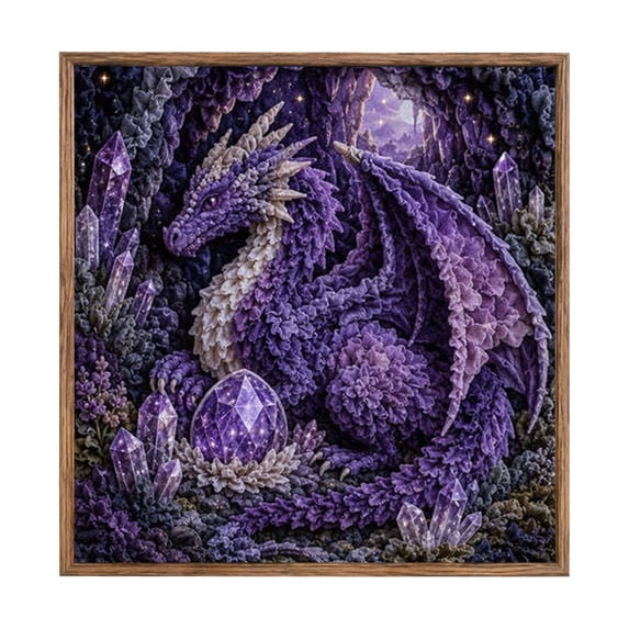 DIY Fabric Poke Art Kit with Wood Frame, Mythic Dragon Realms 3D Textile Art Set for Adults and Creative Projects, Handcrafted Home Wall Decor Gift