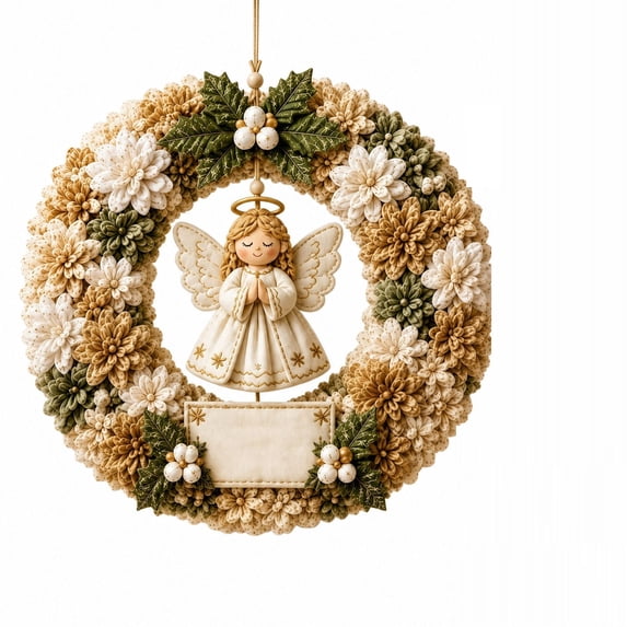 DIY Fabric Punch Needle Wreath Kit, Merry Christmas Beginner Embroidery Sewing Set for Wall & Door Decor