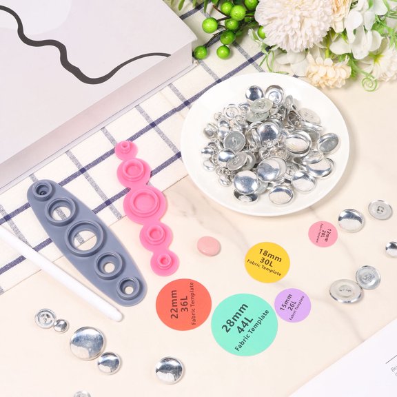 Lightweight Snap Fastener Kit 5 Sizes(20 pcs Per Size) with Installation Mold and Water Erasable Marking Pen DIY Fabric Snap Button Kit for Clothing Hat Backpack Handcraft