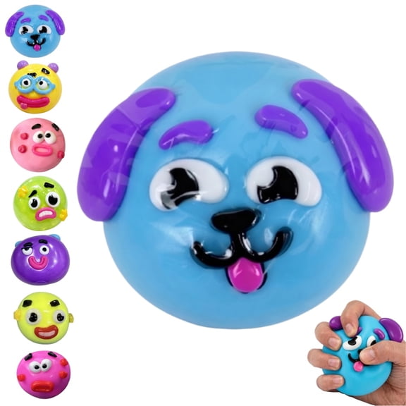 DIY Face Squishy, Curiosities Dog Face Squishy Cute Slow Rise Relaxing Sensory Fidget Relief for Anxiety Relief (Blue - 4 inch) 1pc